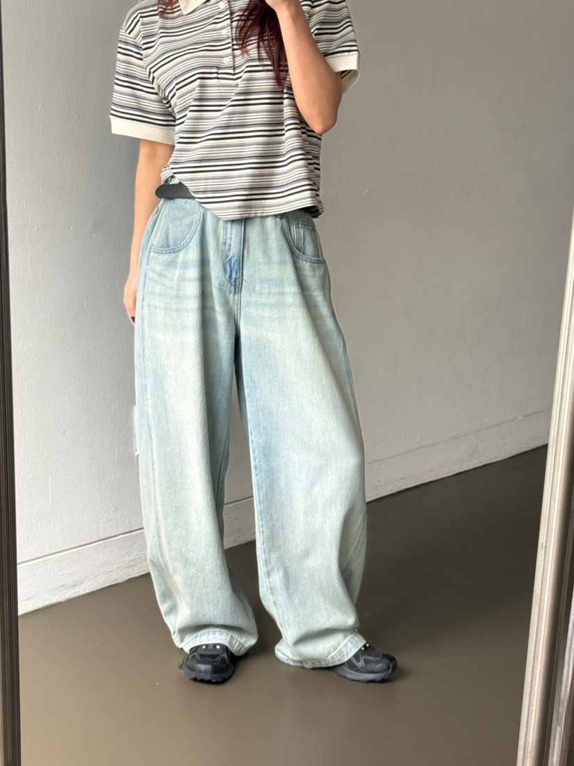 OVER NEAP韓國直郵㊣女裝新款推薦休閑熱賣時尚25春夏牛仔褲OVER NEAR牛仔褲