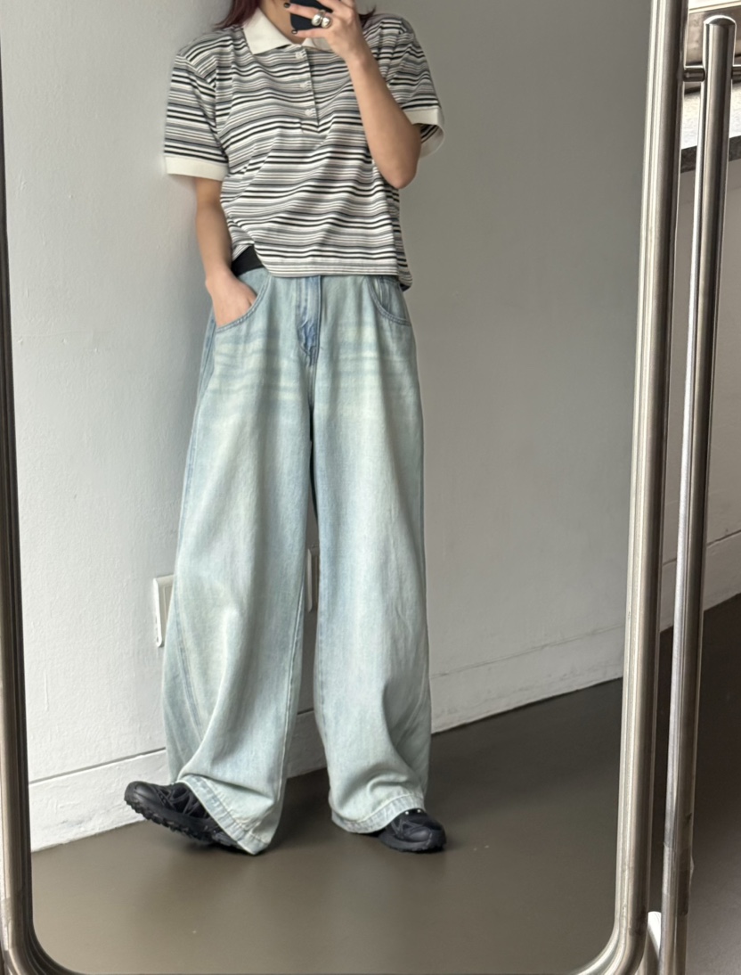 OVER NEAP韓國直郵㊣女裝新款推薦休閑熱賣時尚25春夏牛仔褲OVER NEAR牛仔褲