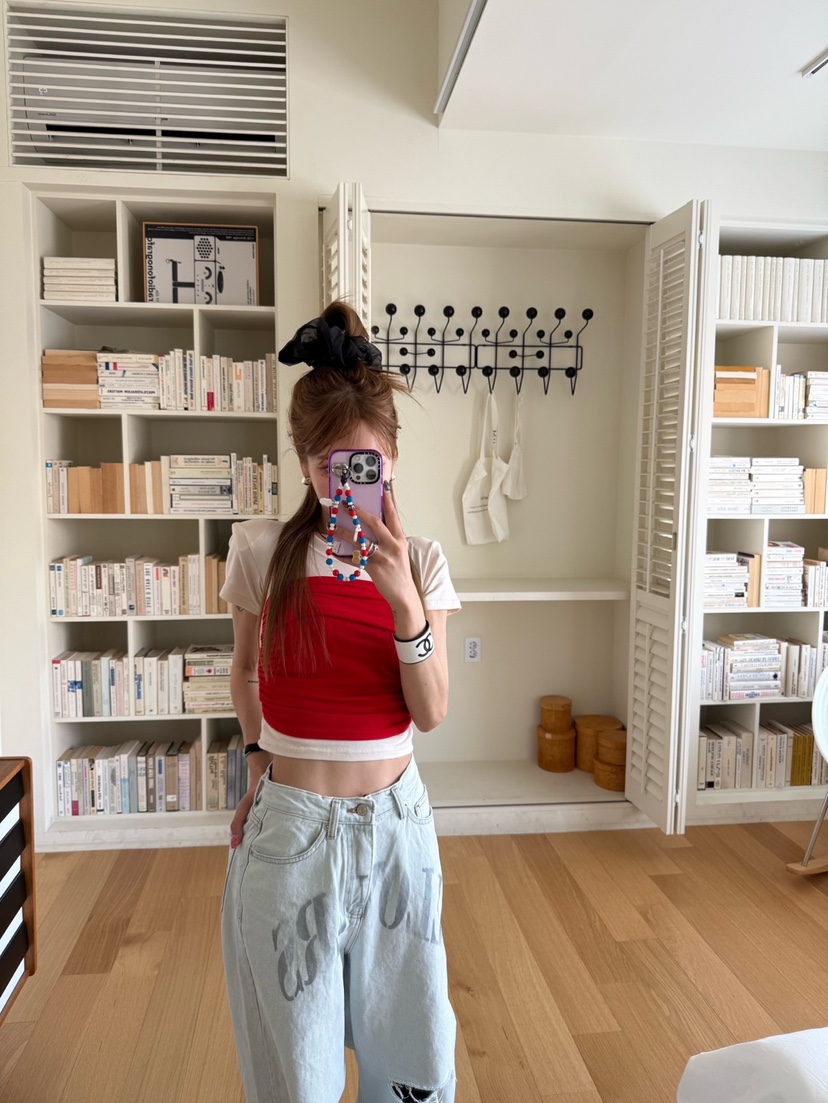 ZEROZERO直郵韓國代購㊣女裝新品人氣25春夏休閑時尚T恤褶皺ZEROZEROT恤圖色3