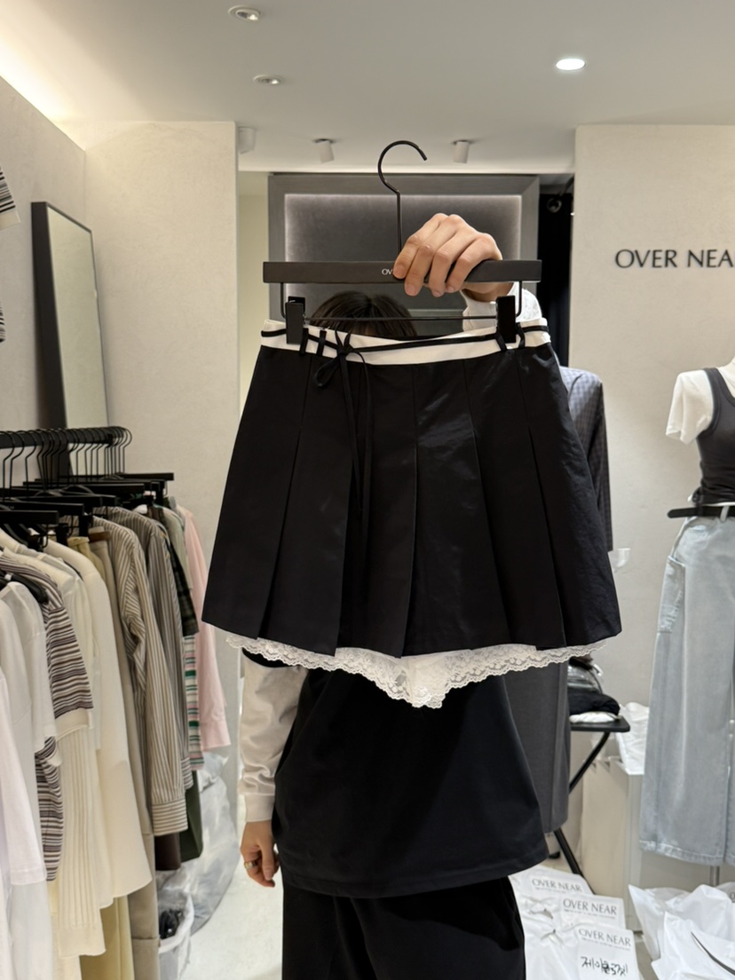 OVER NEAP韓國直郵㊣女裝新品25春夏人氣熱賣時尚休閑短裙OVER NEAR短裙圖色3