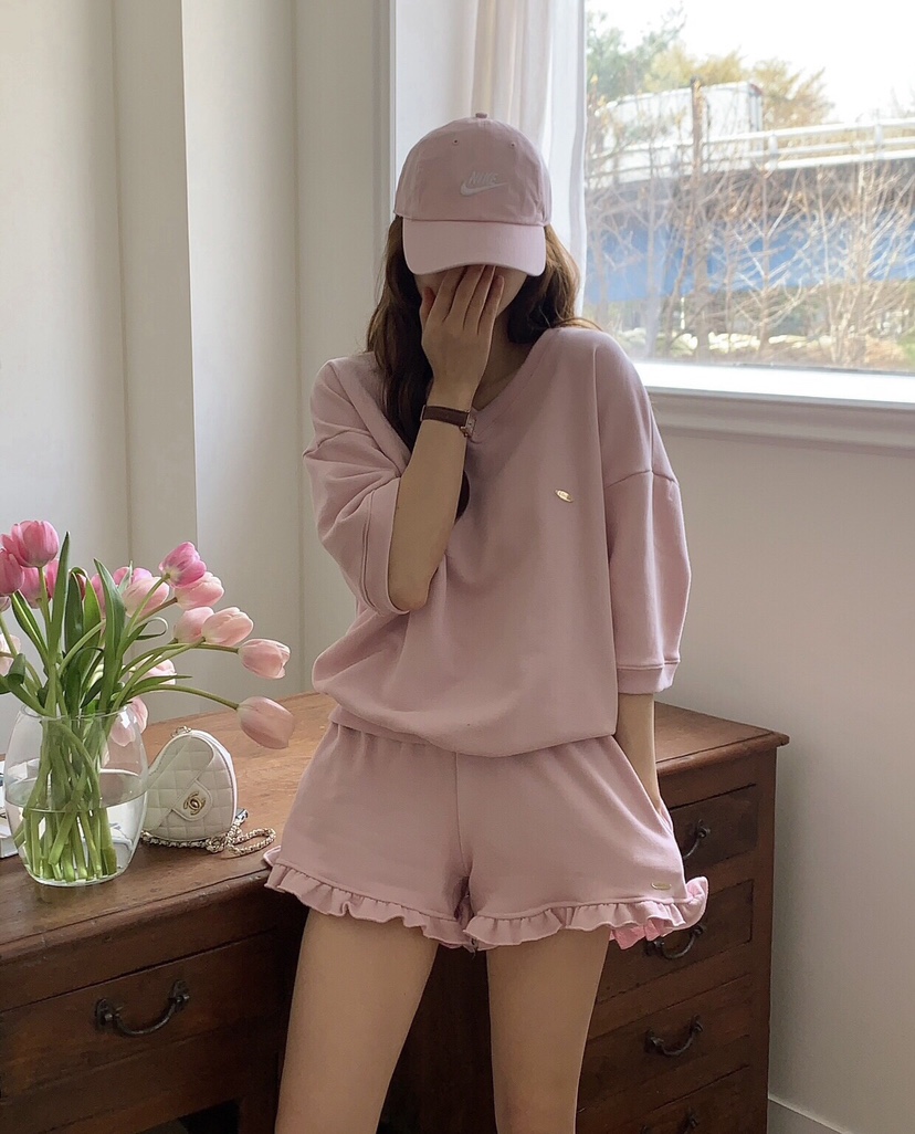 FORMSTUDIO韓國直郵㊣東大門實拍女裝新品休閑套裝荷葉邊V領FORMSTUDIO套裝