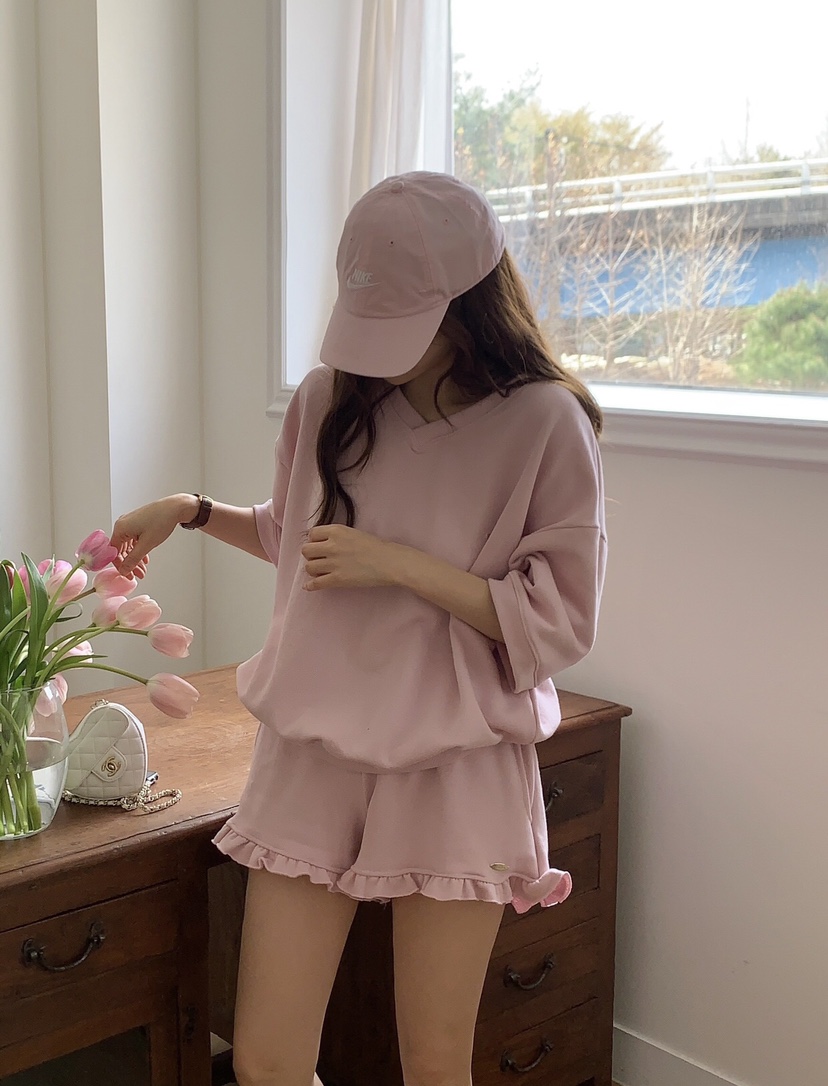 FORMSTUDIO韓國直郵㊣東大門實拍女裝新品休閑套裝荷葉邊V領FORMSTUDIO套裝