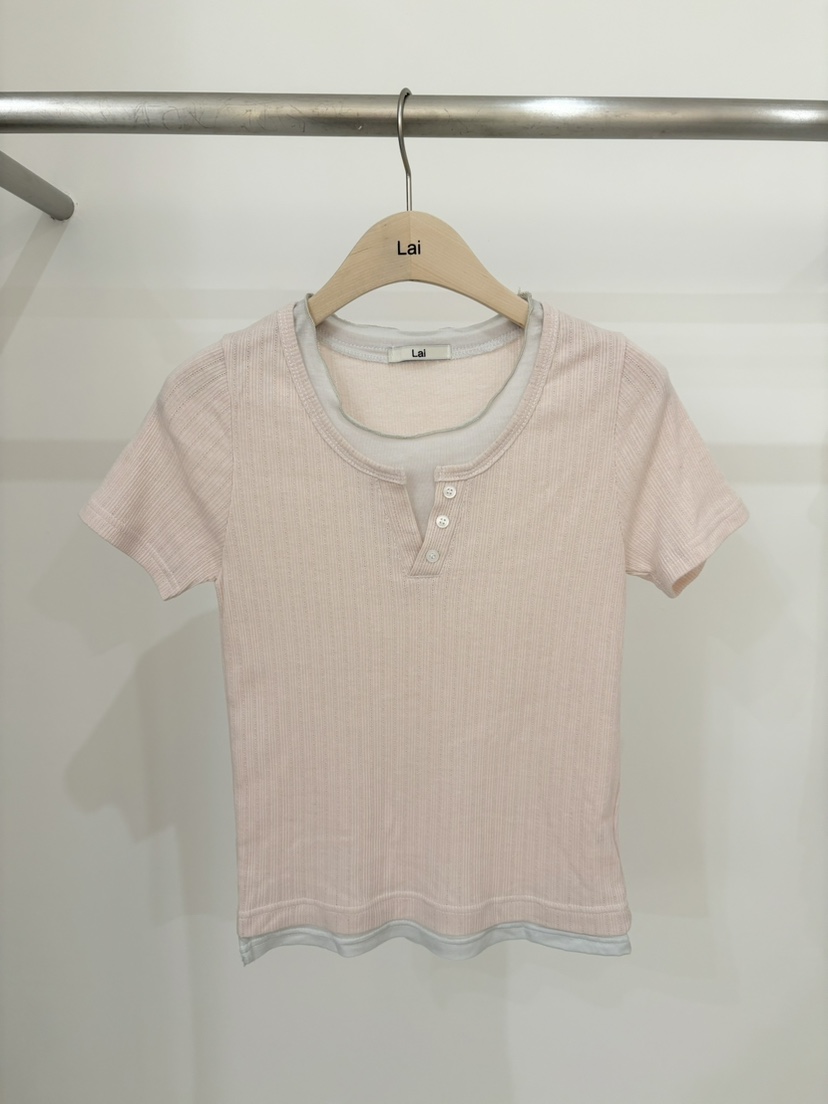 LAI韓國㊣直郵東大門代購女裝新品熱賣推薦休閑時尚T恤紐扣LaiT恤圖色2