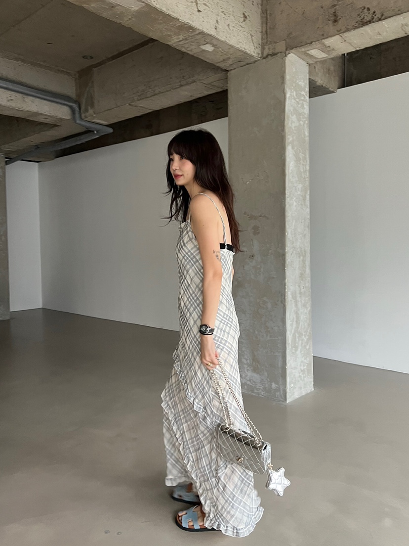 SOLAR韓國直郵㊣女裝新款時尚推薦休閑熱賣人氣25春夏連衣裙格紋SOLAR連衣裙