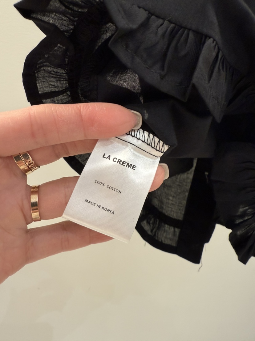 LA CREME韓國直郵㊣東大門實拍女裝新款25春夏襯衫蕾絲衫荷葉邊LA CREME襯衫/蕾絲衫