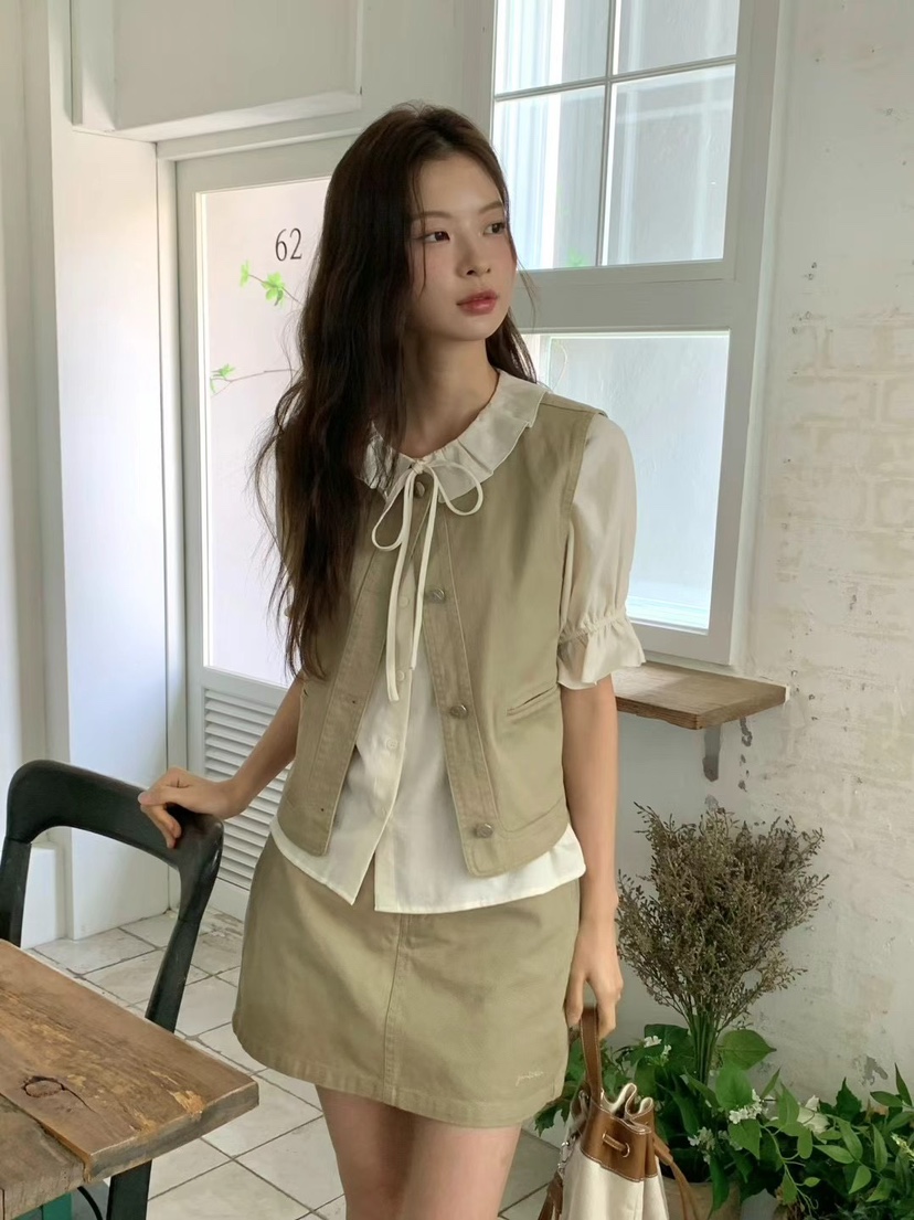 ANOU韓國直郵㊣東大門實拍女裝新品推薦時尚25春夏襯衫蕾絲衫ANOU襯衫/蕾絲衫