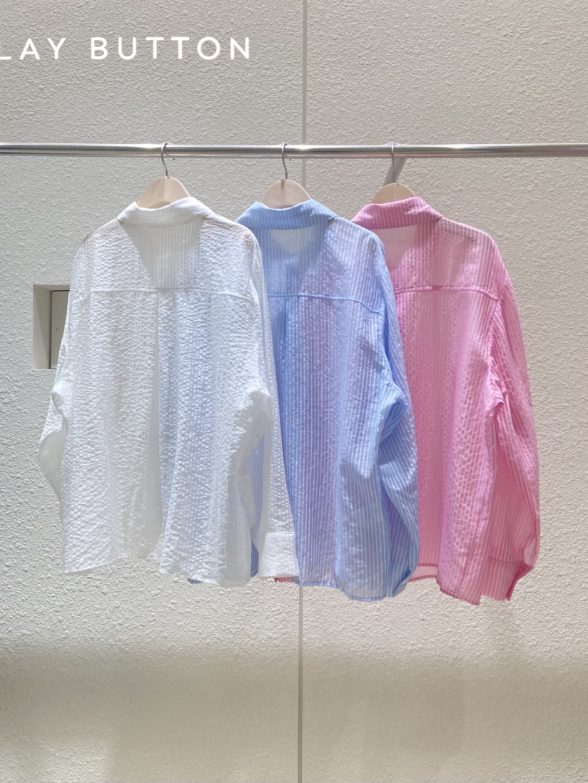 PLAYBUTTON-P韓國直郵㊣女裝新款推薦25春夏時尚襯衫蕾絲衫PLAYBUTTON襯衫/蕾絲衫
