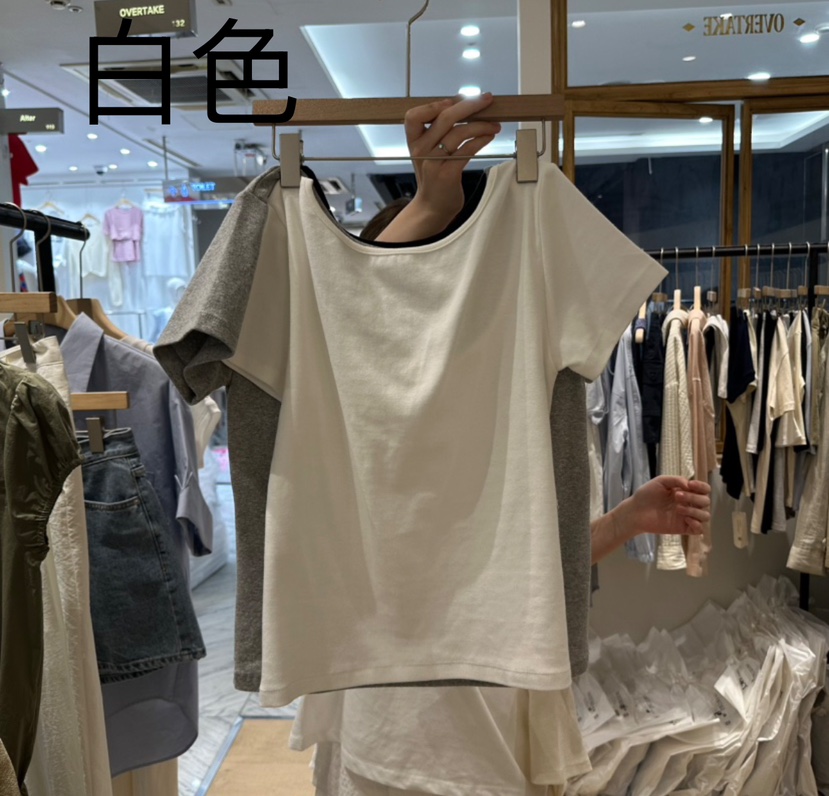 OVERTAKE直郵韓國代購㊣女裝新款25春夏熱賣休閑人氣推薦T恤OVERTAKET恤圖色2