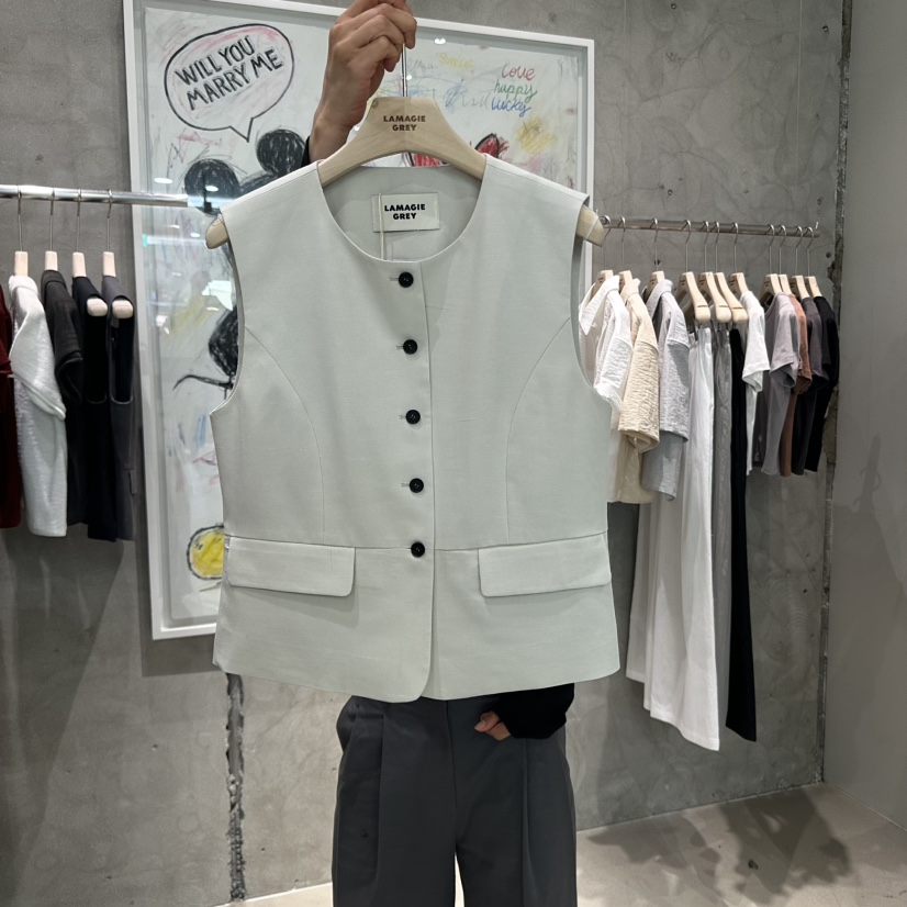 LAMAGIEPIE直郵韓國代購㊣女裝新品推薦熱賣25春夏休閑馬甲LAMAGIE GREY馬甲