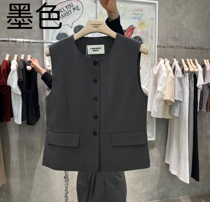 LAMAGIEPIE直郵韓國代購㊣女裝新品推薦熱賣25春夏休閑馬甲LAMAGIE GREY馬甲圖色2