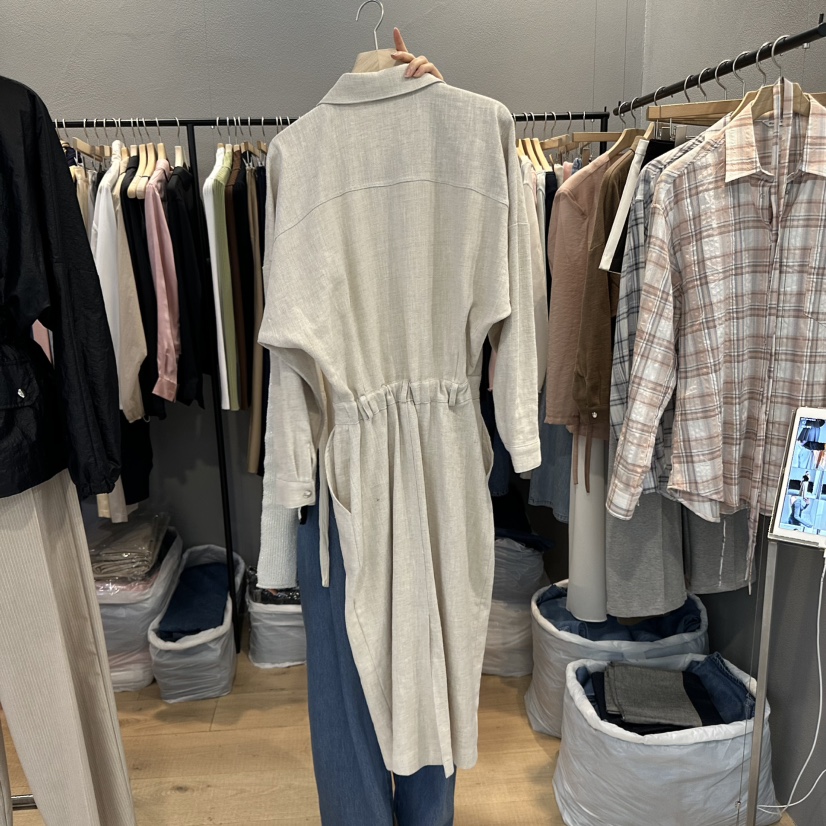 FLAMME TOIT韓國直郵㊣東大門實拍女裝新品熱賣連衣裙亞麻FLAMME TOIT連衣裙