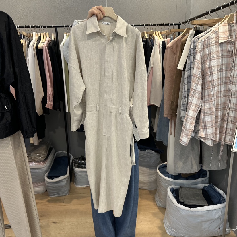 FLAMME TOIT韓國直郵㊣東大門實拍女裝新品熱賣連衣裙亞麻FLAMME TOIT連衣裙