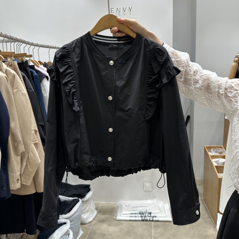 ENVY韓國直郵㊣東大門實拍女裝新品熱賣休閑人氣夾克荷葉邊ENVY夾克圖色2