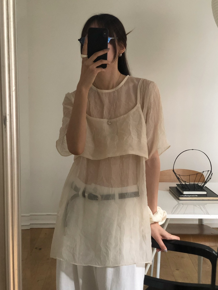 ONDO-P韓國直郵㊣女裝新品25春夏人氣休閑推薦襯衫蕾絲衫雙層ONDO-P襯衫/蕾絲衫