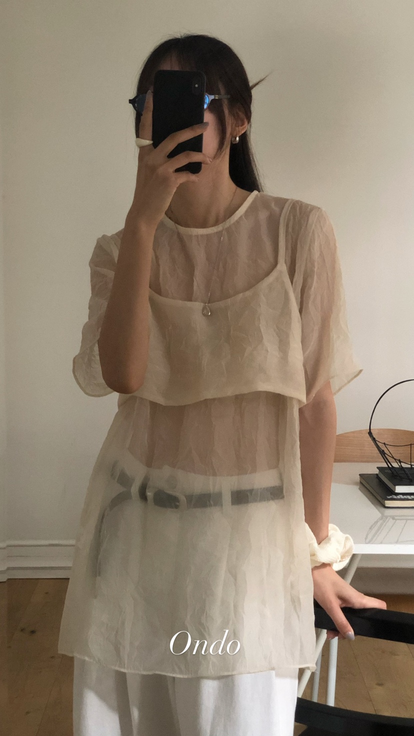 ONDO-P韓國直郵㊣女裝新品25春夏人氣休閑推薦襯衫蕾絲衫雙層ONDO-P襯衫/蕾絲衫