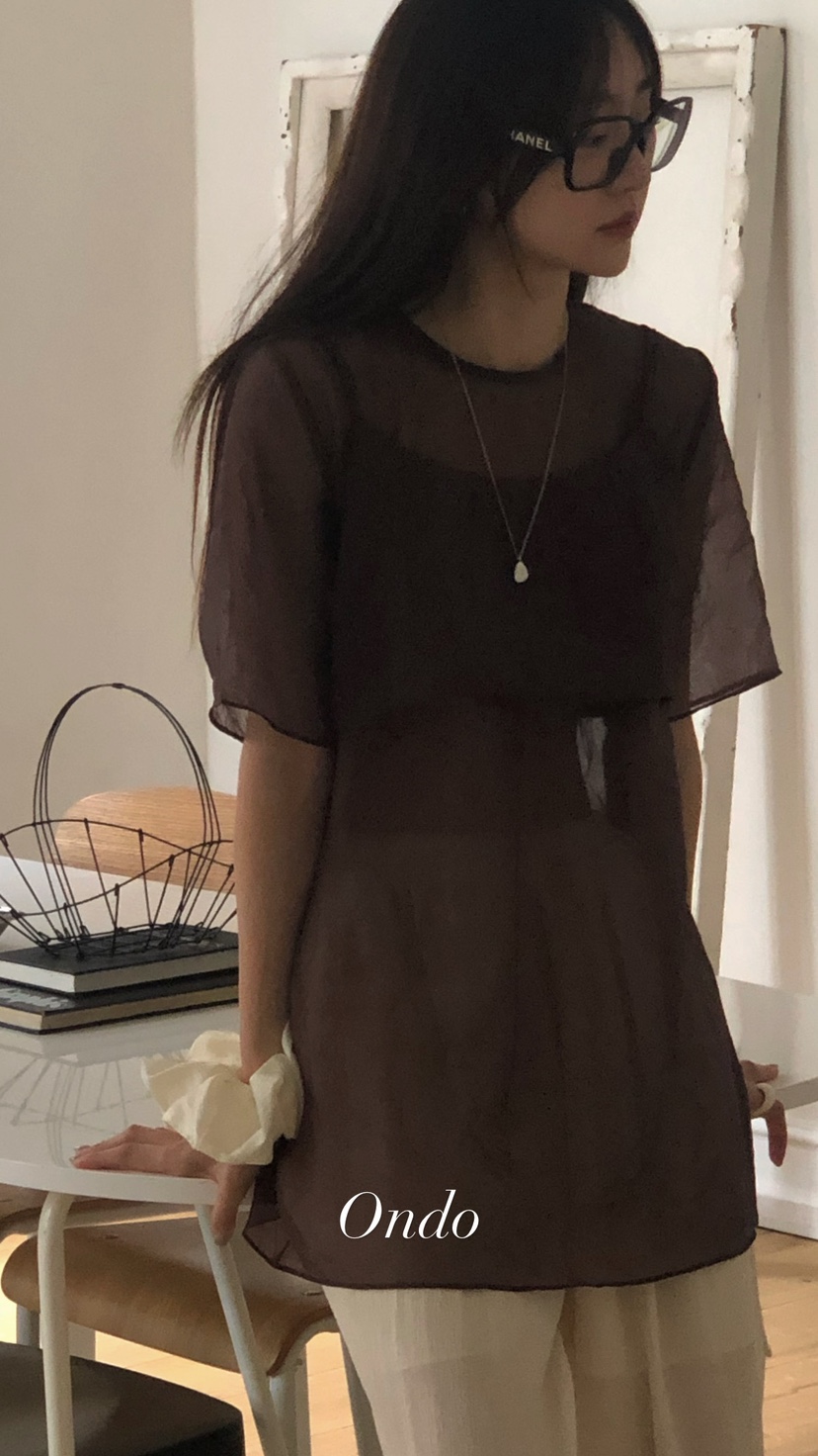 ONDO-P韓國直郵㊣女裝新品25春夏人氣休閑推薦襯衫蕾絲衫雙層ONDO-P襯衫/蕾絲衫圖色2