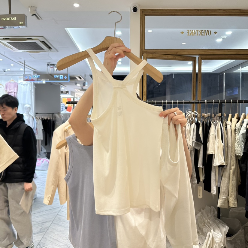 OVERTAKE直郵韓國代購㊣女裝新款推薦時尚休閑吊帶背心雙層OVERTAKE吊帶/背心