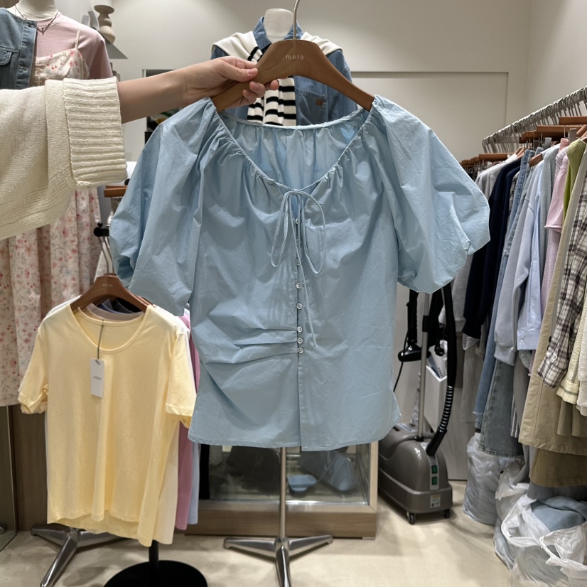 MELO韓國㊣直郵東大門代購女裝新品熱賣推薦人氣襯衫蕾絲衫MELO襯衫/蕾絲衫圖色2