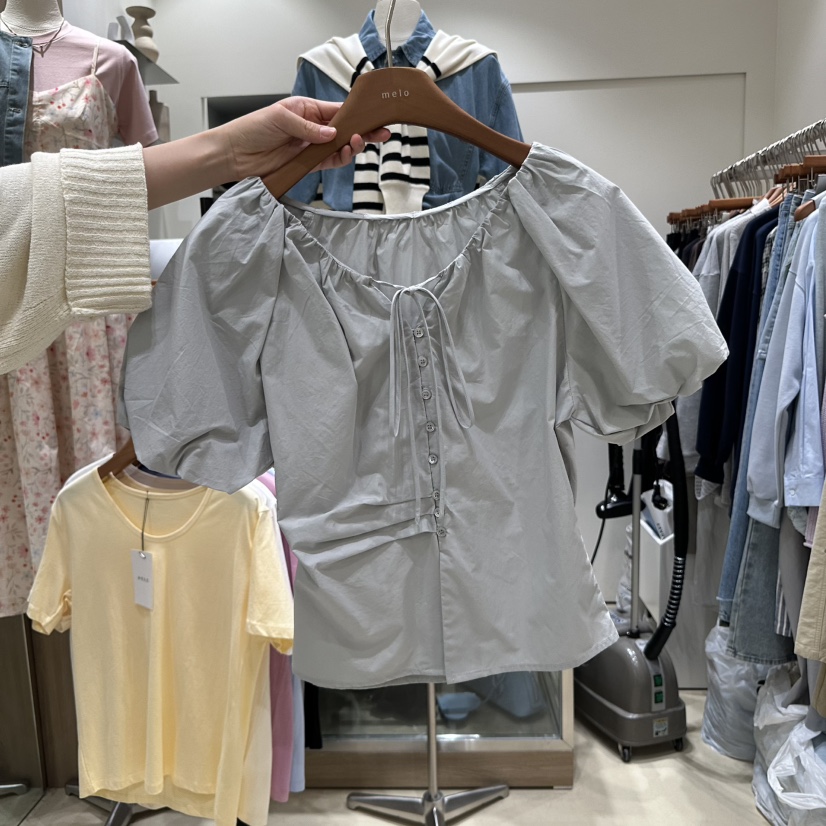 MELO韓國㊣直郵東大門代購女裝新品熱賣推薦人氣襯衫蕾絲衫MELO襯衫/蕾絲衫圖色3