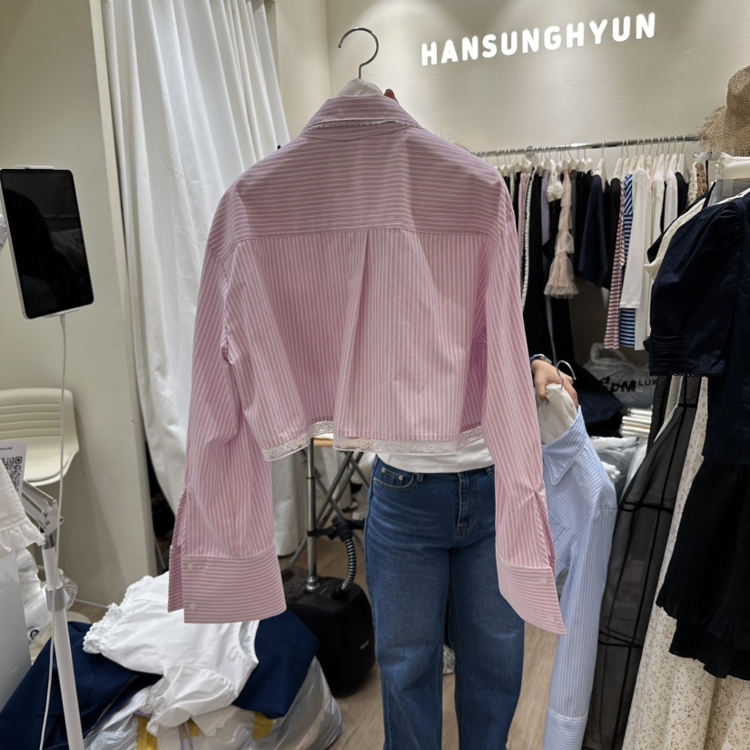 HANSUNGHYUN韓國直郵㊣女裝新品25春夏推薦時尚人氣襯衫蕾絲衫HANSUNGHYUN襯衫/蕾絲衫
