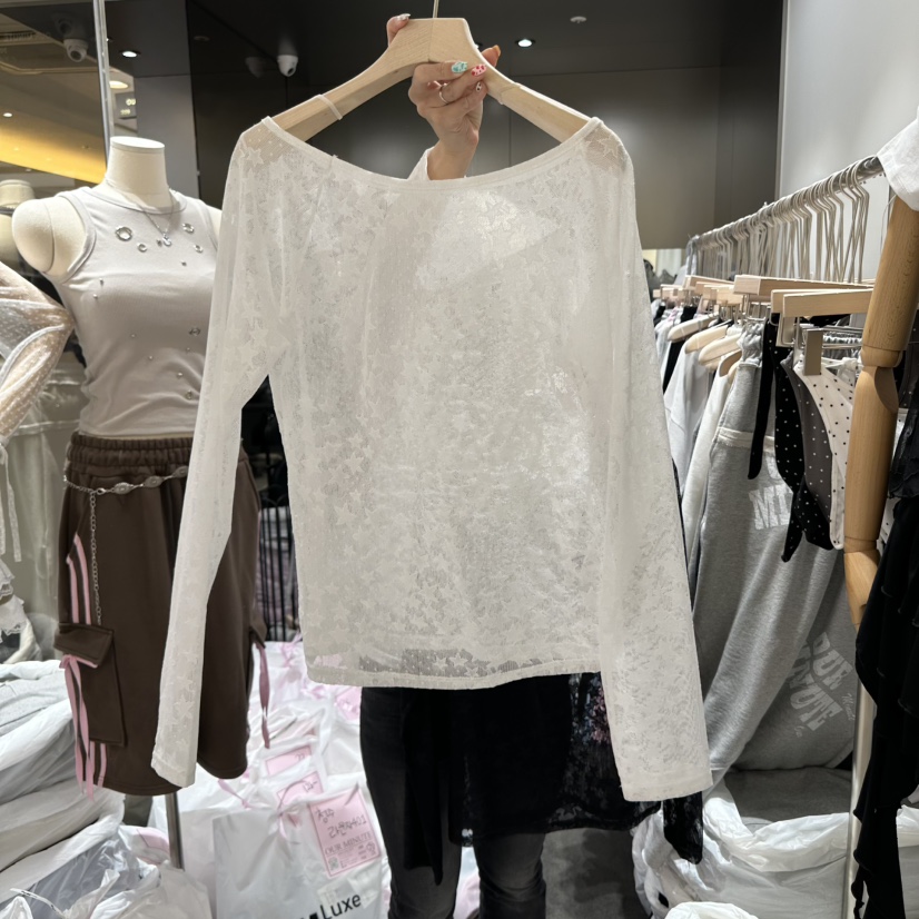 OUR MINUTE韓國直郵㊣女裝新品人氣推薦休閑襯衫蕾絲衫透視OUR MINUTE襯衫/蕾絲衫