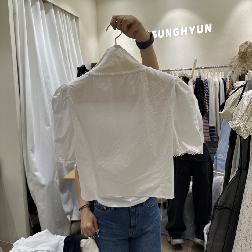 HANSUNGHYUN直郵韓國代購㊣女裝新品時尚人氣休閑襯衫蕾絲衫HANSUNGHYUN襯衫/蕾絲衫