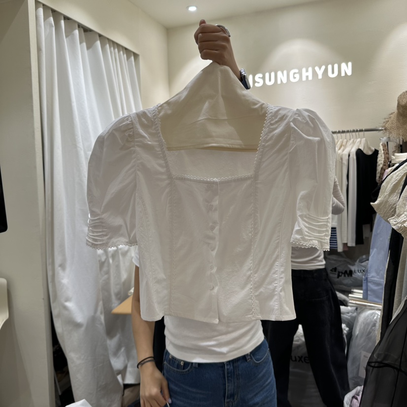 HANSUNGHYUN直郵韓國代購㊣女裝新品時尚人氣休閑襯衫蕾絲衫HANSUNGHYUN襯衫/蕾絲衫