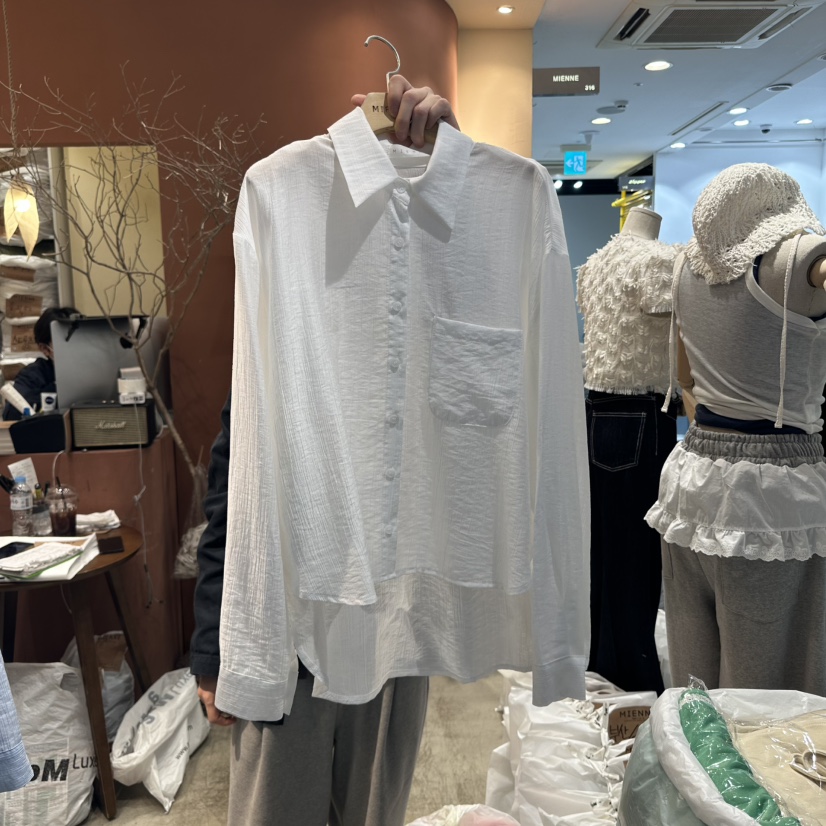 MIENNE韓國直郵㊣東大門實拍女裝新款推薦時尚休閑襯衫蕾絲衫MIENNE襯衫/蕾絲衫