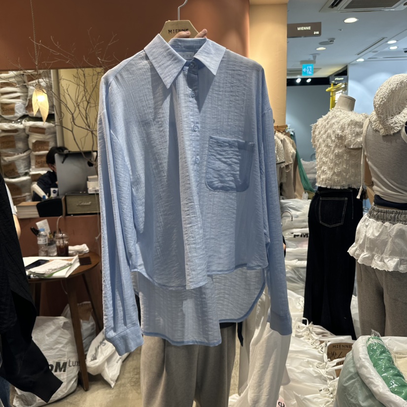 MIENNE韓國直郵㊣東大門實拍女裝新款推薦時尚休閑襯衫蕾絲衫MIENNE襯衫/蕾絲衫圖色2
