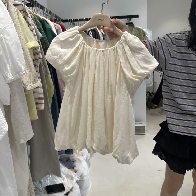 BREAD韓國直郵㊣東大門實拍女裝新品休閑時尚襯衫蕾絲衫亞麻BREAD襯衫/蕾絲衫圖色2
