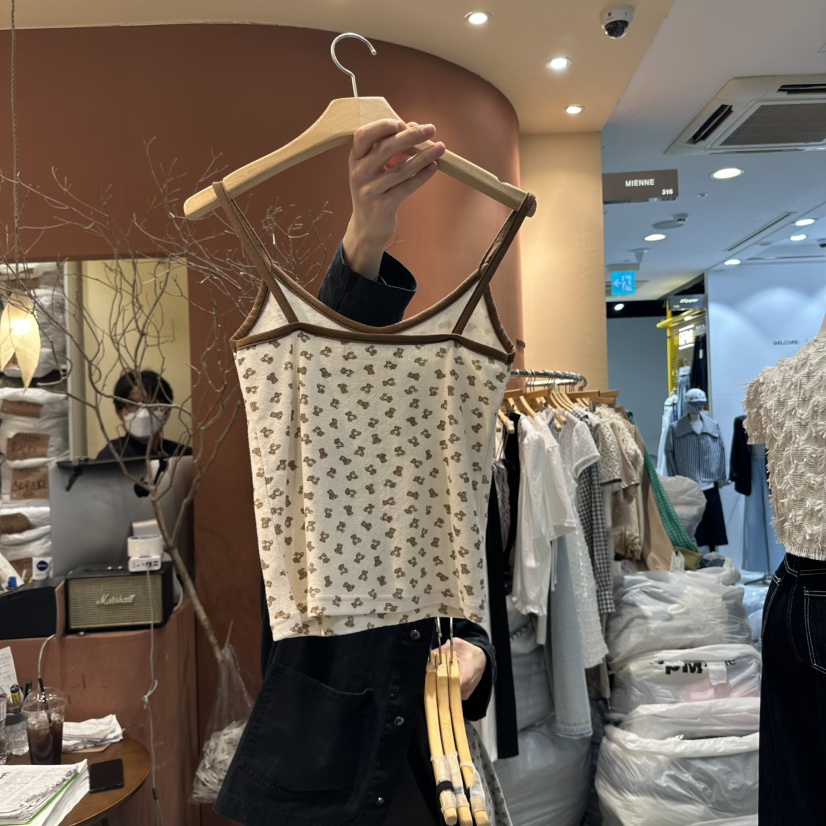 MIENNE韓國㊣直郵東大門代購女裝新款休閑推薦吊帶背心泰迪熊MIENNE吊帶/背心