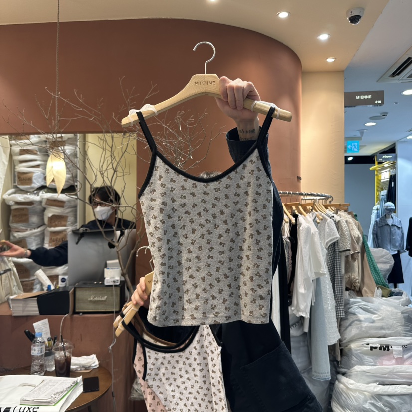 MIENNE韓國㊣直郵東大門代購女裝新款休閑推薦吊帶背心泰迪熊MIENNE吊帶/背心圖色3
