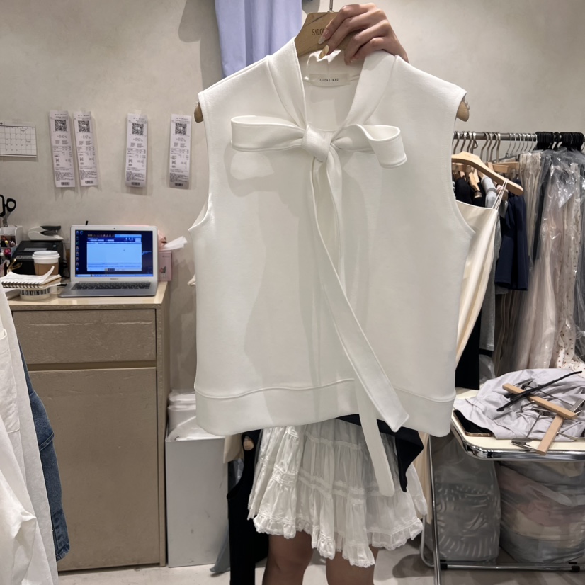 SALONDEMAG韓國㊣直郵東大門代購女裝新品25春夏吊帶背心蝴蝶結SALONDEMAG吊帶/背心