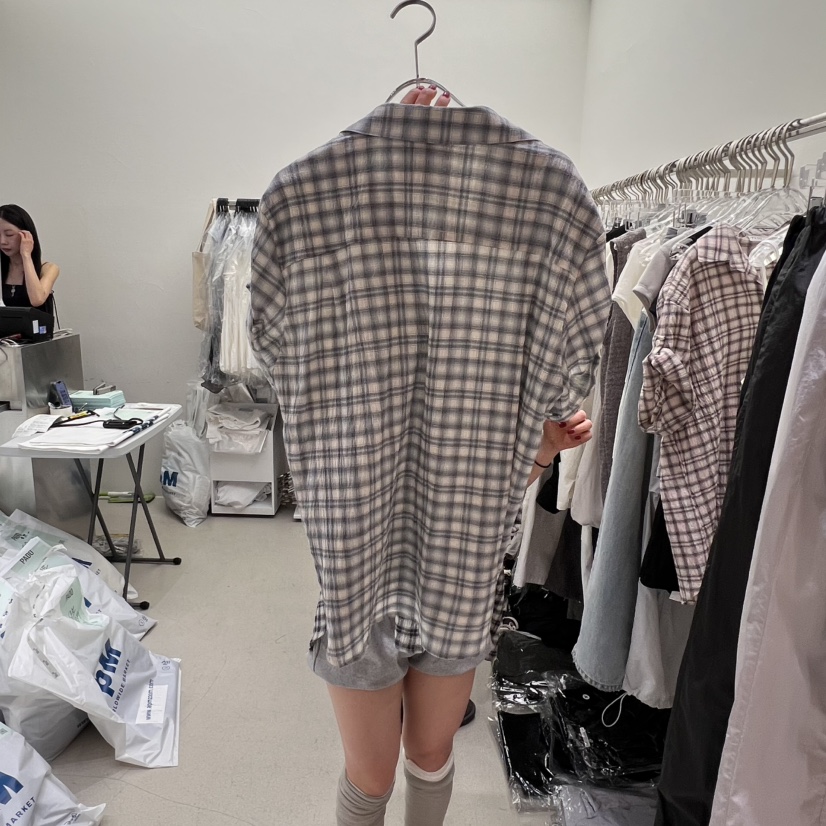 PADO韓國直郵㊣女裝新品休閑熱賣時尚推薦人氣襯衫蕾絲衫格紋PADO襯衫/蕾絲衫