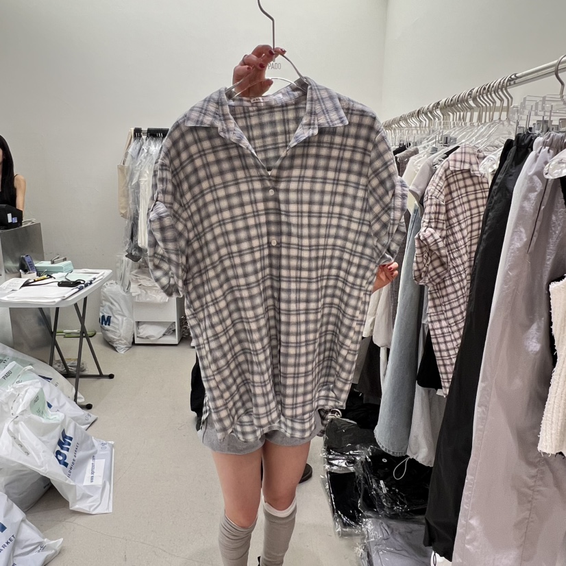PADO韓國直郵㊣女裝新品休閑熱賣時尚推薦人氣襯衫蕾絲衫格紋PADO襯衫/蕾絲衫