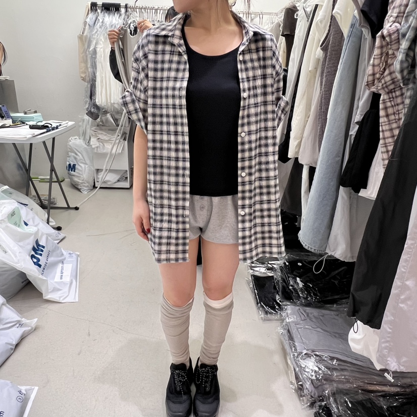 PADO韓國直郵㊣女裝新品休閑熱賣時尚推薦人氣襯衫蕾絲衫格紋PADO襯衫/蕾絲衫圖色3