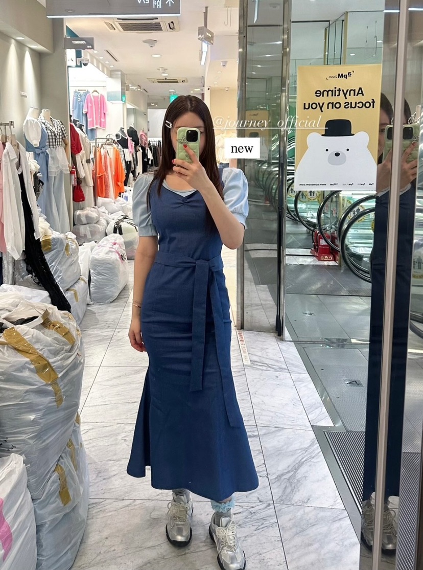 JOURNEY直郵韓國代購㊣女裝新品熱賣25春夏推薦連衣裙含腰帶JOURNEY連衣裙