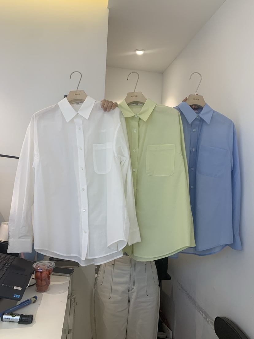 OUVIR韓國直郵㊣女裝新品人氣25春夏熱賣休閑襯衫蕾絲衫寬松O.V.R/OUVIR襯衫/蕾絲衫