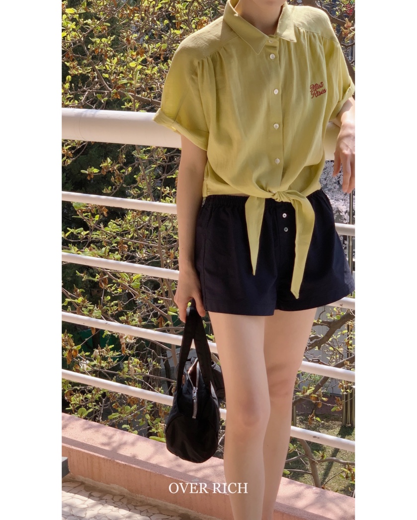 OVER RICH韓國直郵㊣女裝新品25春夏推薦時尚襯衫蕾絲衫亞麻OVER RICH襯衫/蕾絲衫