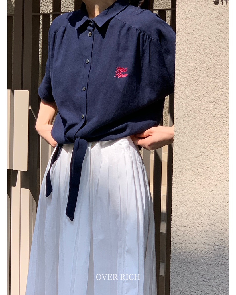 OVER RICH韓國直郵㊣女裝新品25春夏推薦時尚襯衫蕾絲衫亞麻OVER RICH襯衫/蕾絲衫