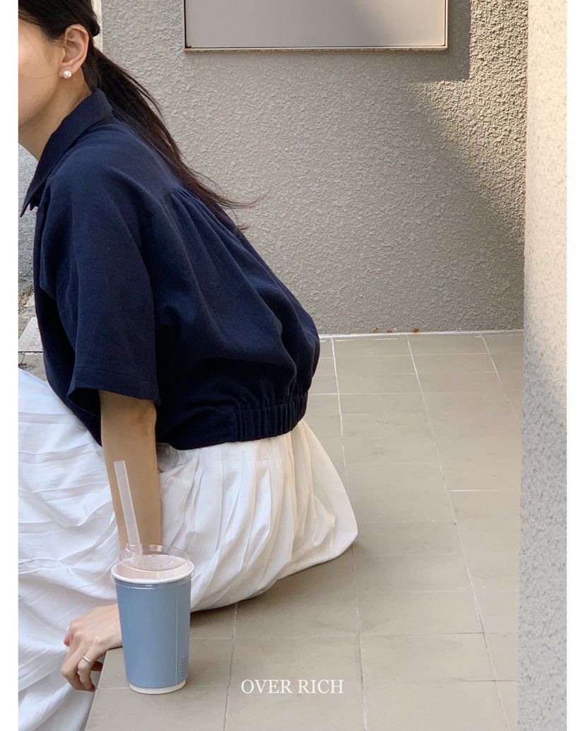 OVER RICH韓國直郵㊣女裝新品25春夏推薦時尚襯衫蕾絲衫亞麻OVER RICH襯衫/蕾絲衫