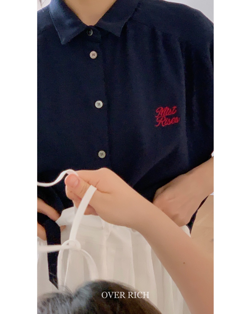 OVER RICH韓國直郵㊣女裝新品25春夏推薦時尚襯衫蕾絲衫亞麻OVER RICH襯衫/蕾絲衫