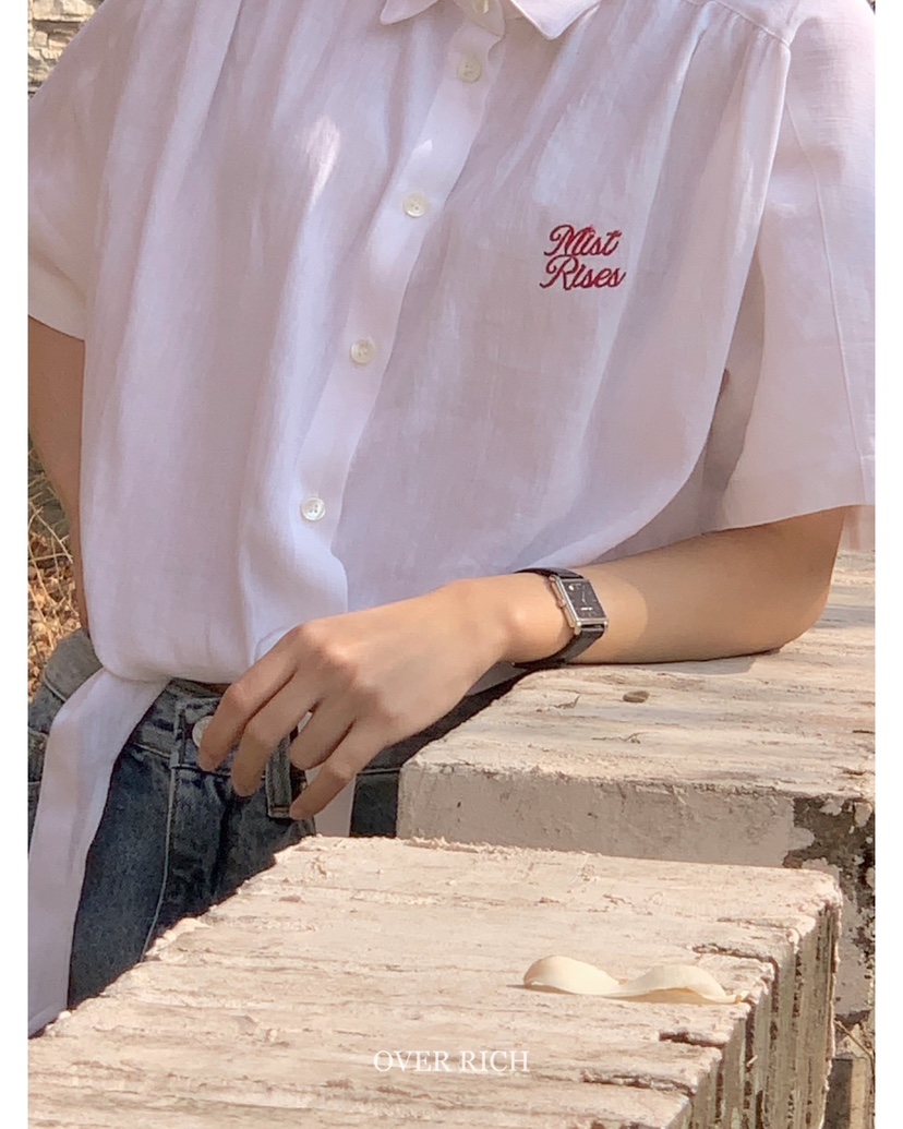OVER RICH韓國直郵㊣女裝新品25春夏推薦時尚襯衫蕾絲衫亞麻OVER RICH襯衫/蕾絲衫