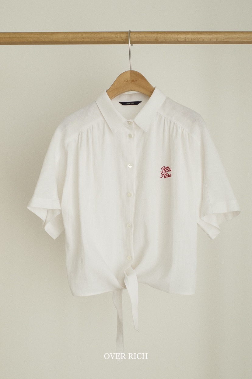 OVER RICH韓國直郵㊣女裝新品25春夏推薦時尚襯衫蕾絲衫亞麻OVER RICH襯衫/蕾絲衫圖色2
