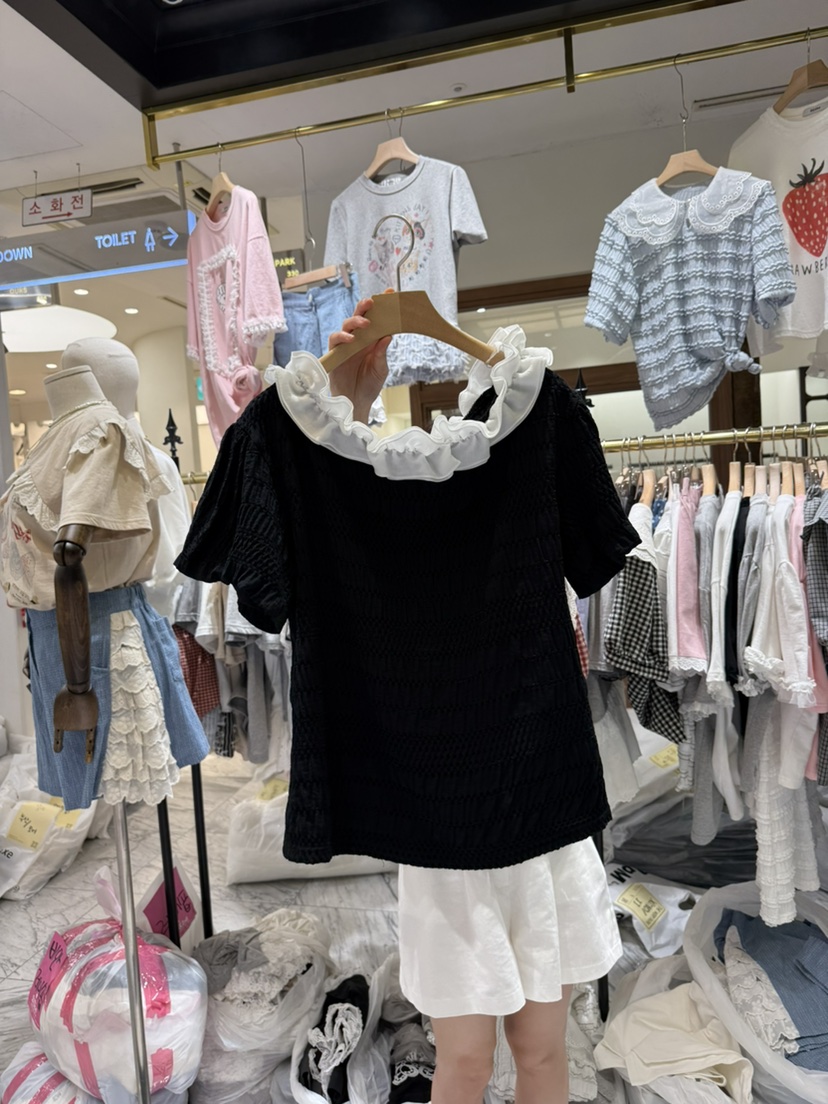 BE&amp;BE韓國直郵㊣東大門實拍女裝新品25春夏襯衫蕾絲衫BE&be襯衫/蕾絲衫圖色3