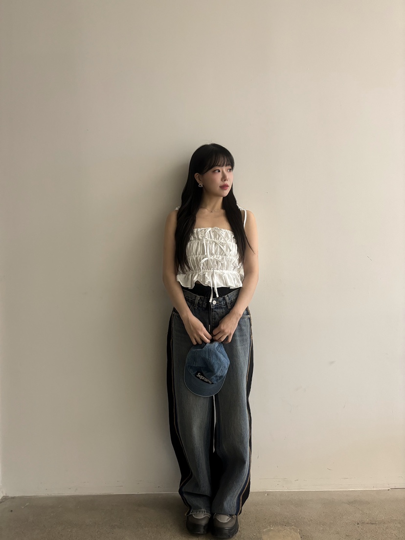 TOO HOT韓國直郵㊣東大門實拍女裝新品休閑吊帶背心蝴蝶結緊身TOO HOT吊帶/背心