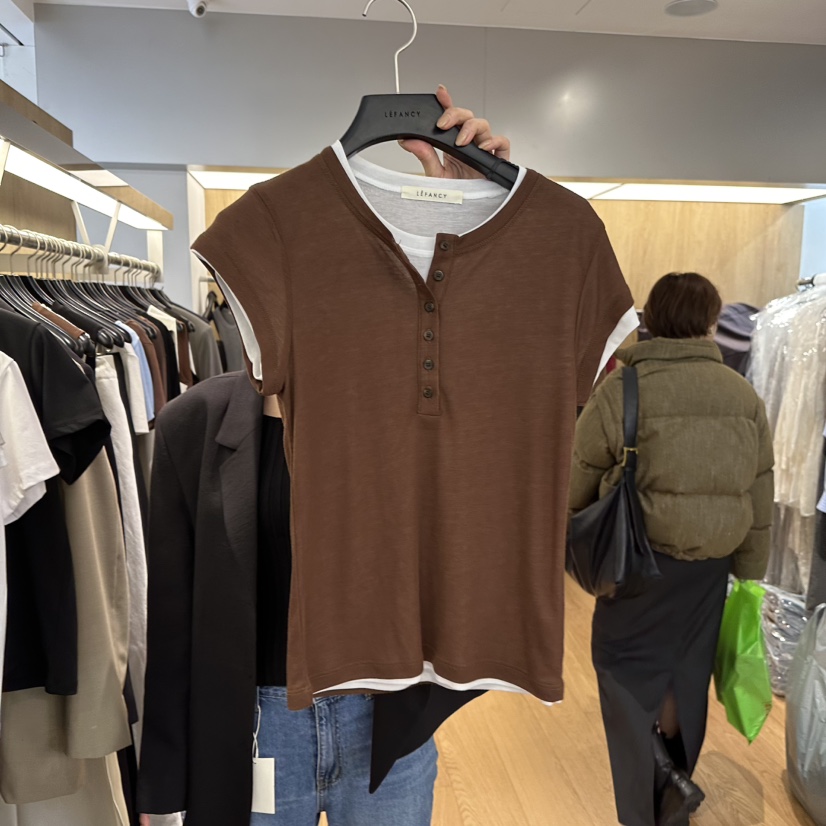 LEFANCY韓國直郵㊣女裝新品熱賣25春夏休閑時尚人氣推薦T恤LEFANCYT恤圖色4