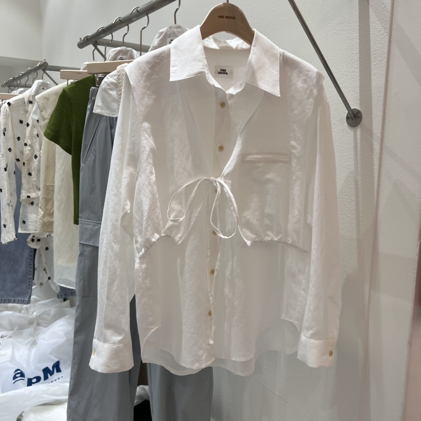 FRE韓國㊣直郵東大門代購女裝新品人氣時尚25春夏襯衫蕾絲衫FRE襯衫/蕾絲衫