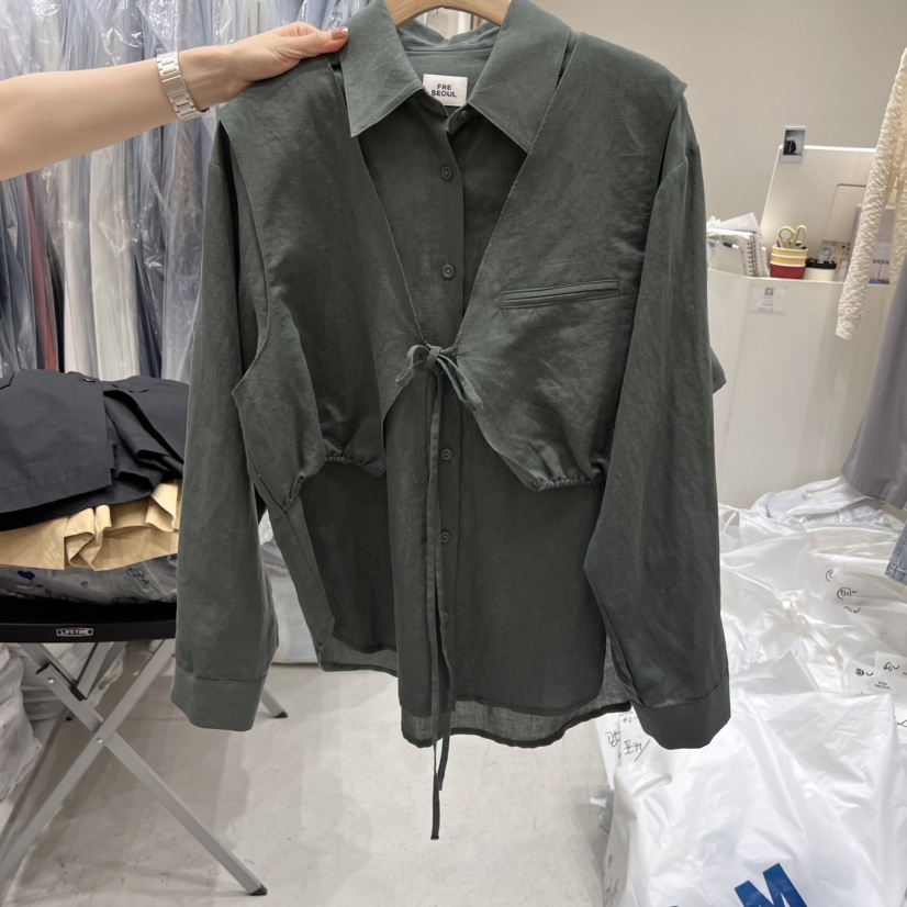 FRE韓國㊣直郵東大門代購女裝新品人氣時尚25春夏襯衫蕾絲衫FRE襯衫/蕾絲衫圖色2
