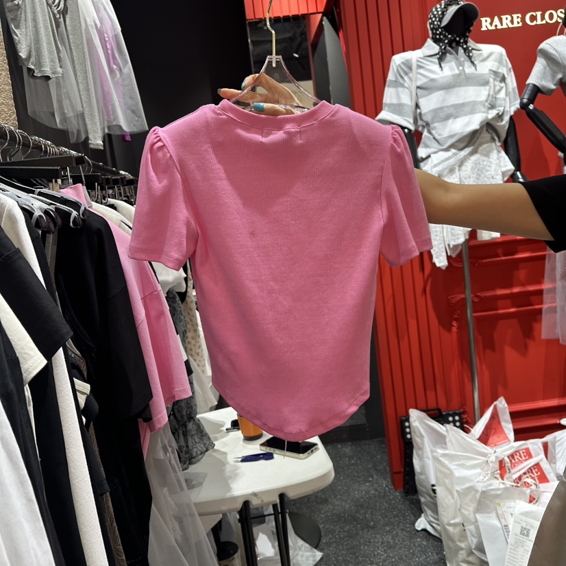RARE CLOSET直郵韓國代購㊣女裝新款25春夏時尚T恤泡泡袖蕾絲RARE CLOSETT恤
